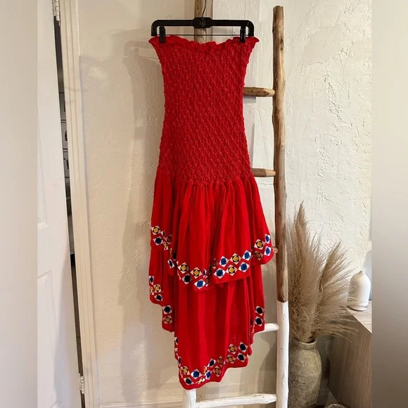 Alexis Revada Dress in Red Geometric Embroidery Size Large NWT - Picture 7 of 11